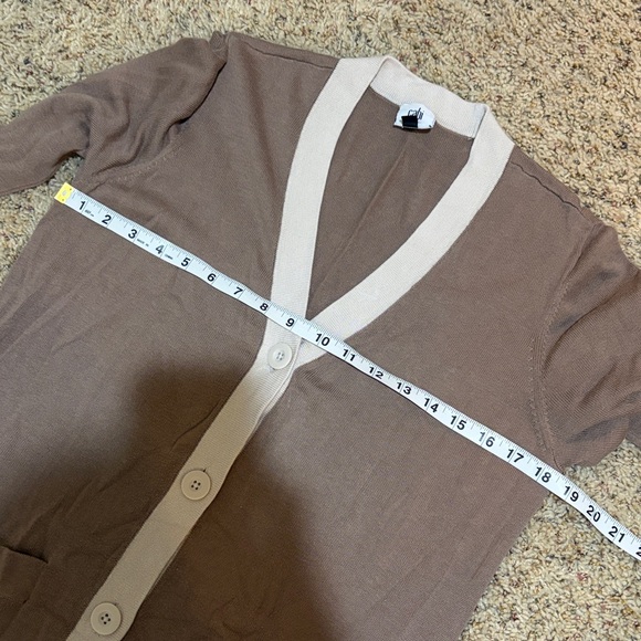 Cabi Size M Genteel Long Duster Cardigan Sweater Brown Button Front Belted - Picture 14 of 15